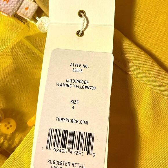Tory burch taffeta Blouse Bright Bold Sunny Yellow Removable Versatile Bow 4 - Picture 11 of 16